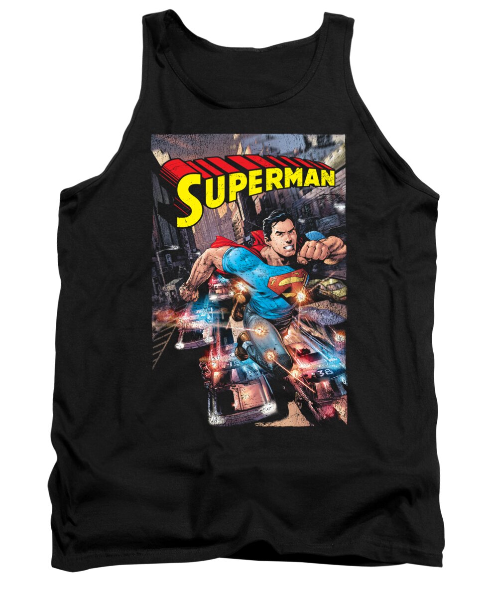  Tank Top featuring the digital art Superman - Action One by Brand A