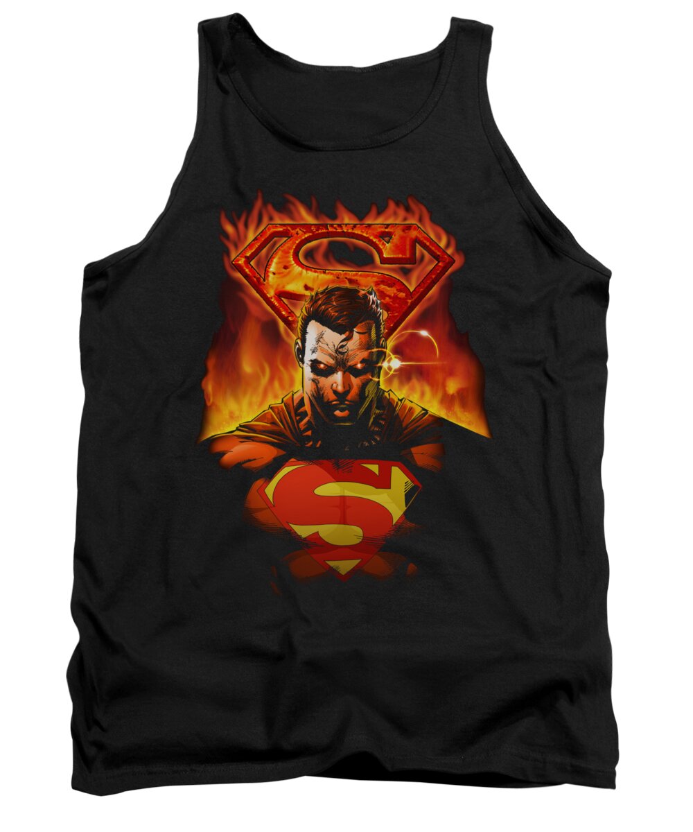  Tank Top featuring the digital art Superman - Man On Fire by Brand A