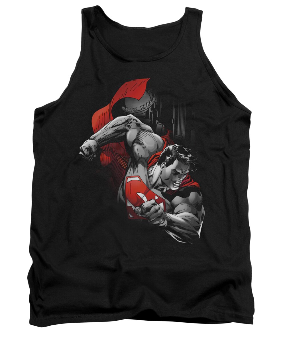 Superman Tank Top featuring the digital art Superman - My City by Brand A