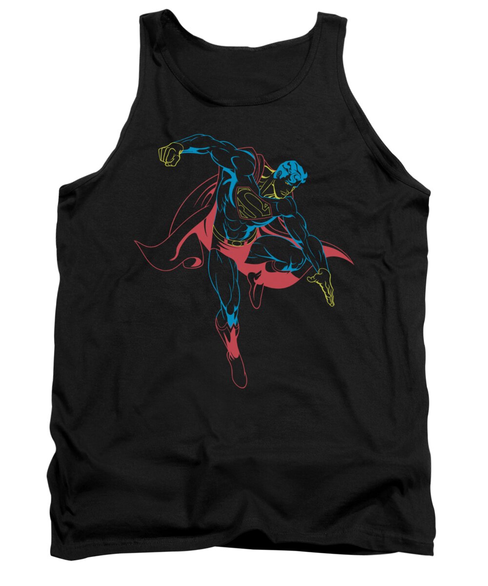  Tank Top featuring the digital art Superman - Neon Superman by Brand A
