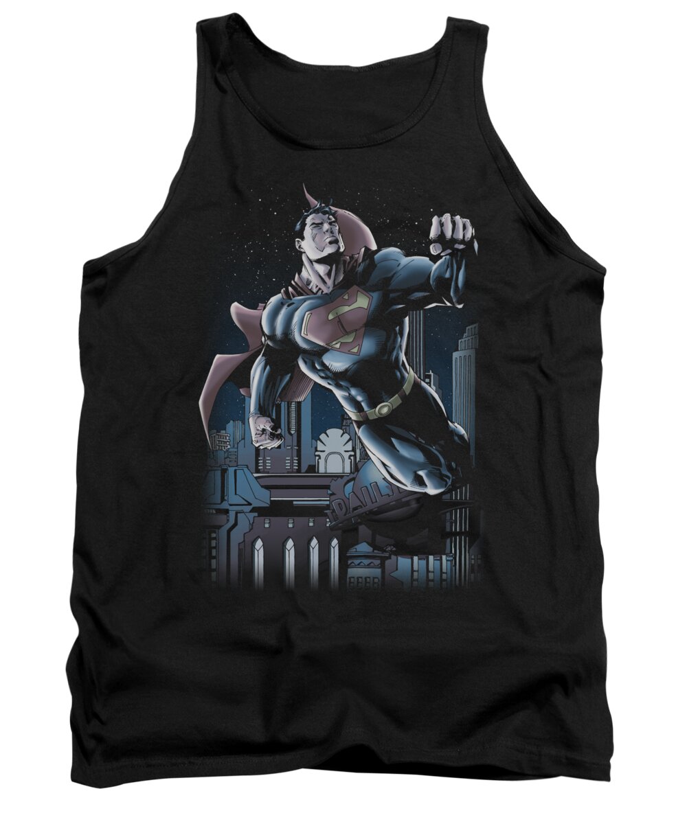Superman Tank Top featuring the digital art Superman - Night Fight by Brand A