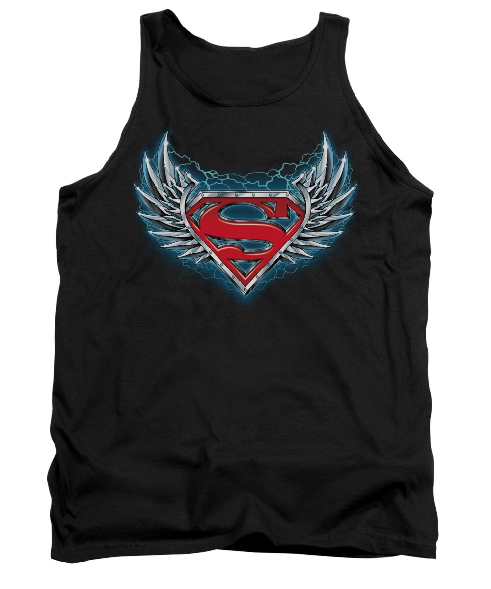Superman Tank Top featuring the digital art Superman - Steel Wings Logo by Brand A