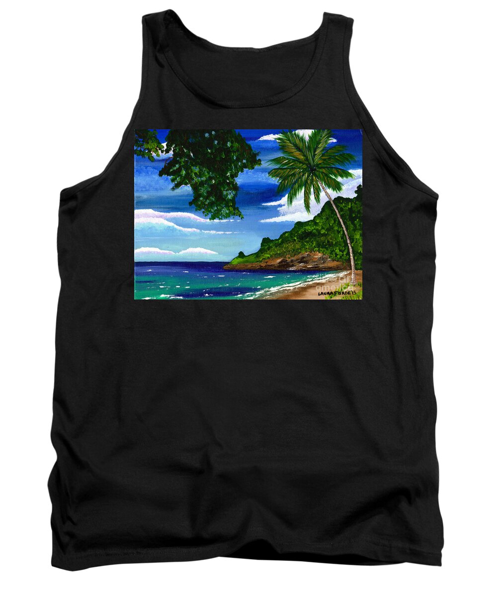 Landscape Tank Top featuring the painting The Coconut Tree by Laura Forde