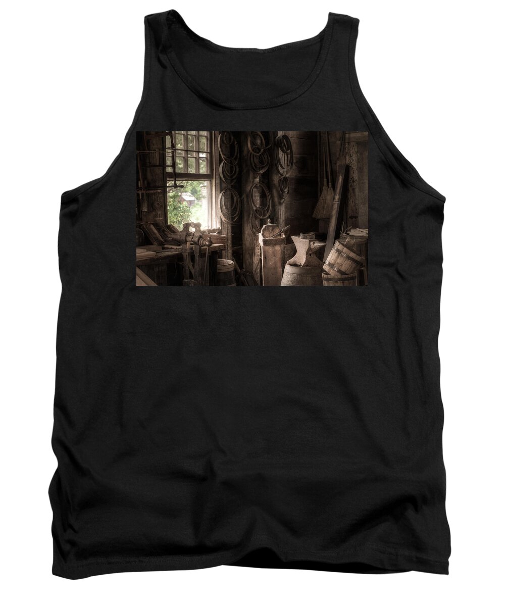 Cooper Tank Top featuring the photograph The Coopers window - A glimpse into the Artisans Workshop by Gary Heller