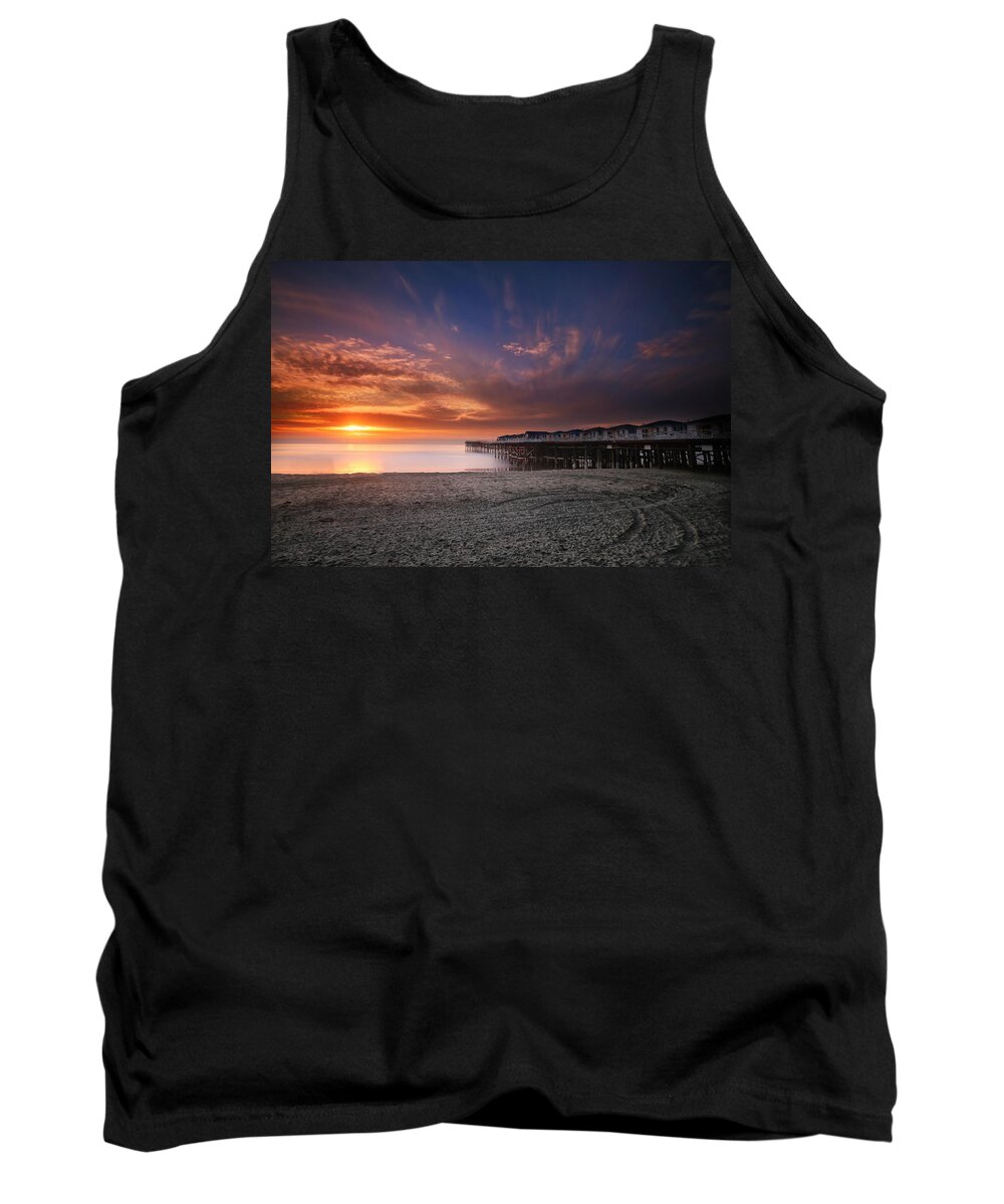 Sunset Tank Top featuring the photograph The Crystal Pier by Larry Marshall