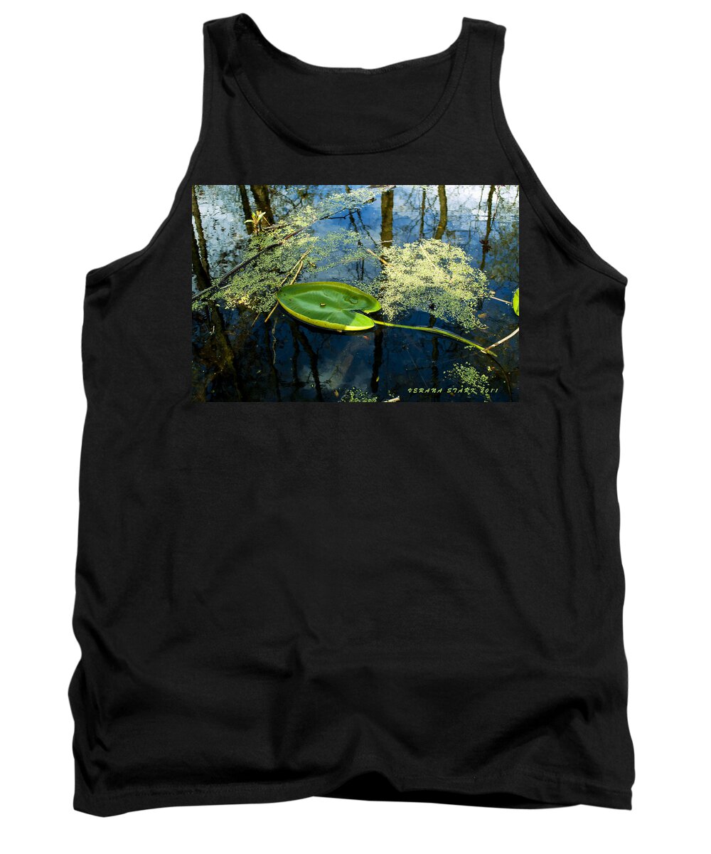 Leaf Tank Top featuring the photograph The Floating Leaf of a Water Lily by Verana Stark