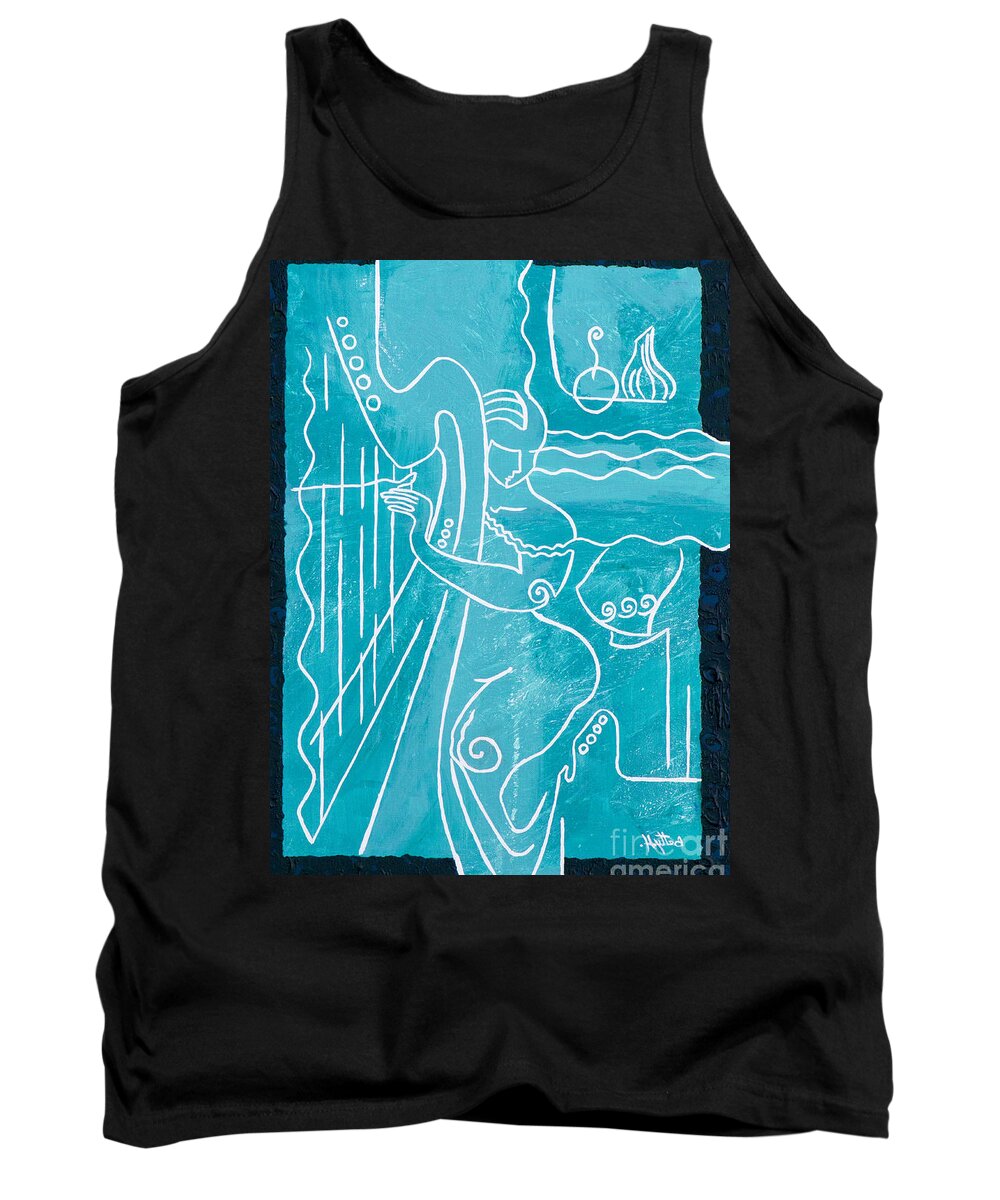 Female Forms Tank Top featuring the painting The Harp Player by Elisabeta Hermann