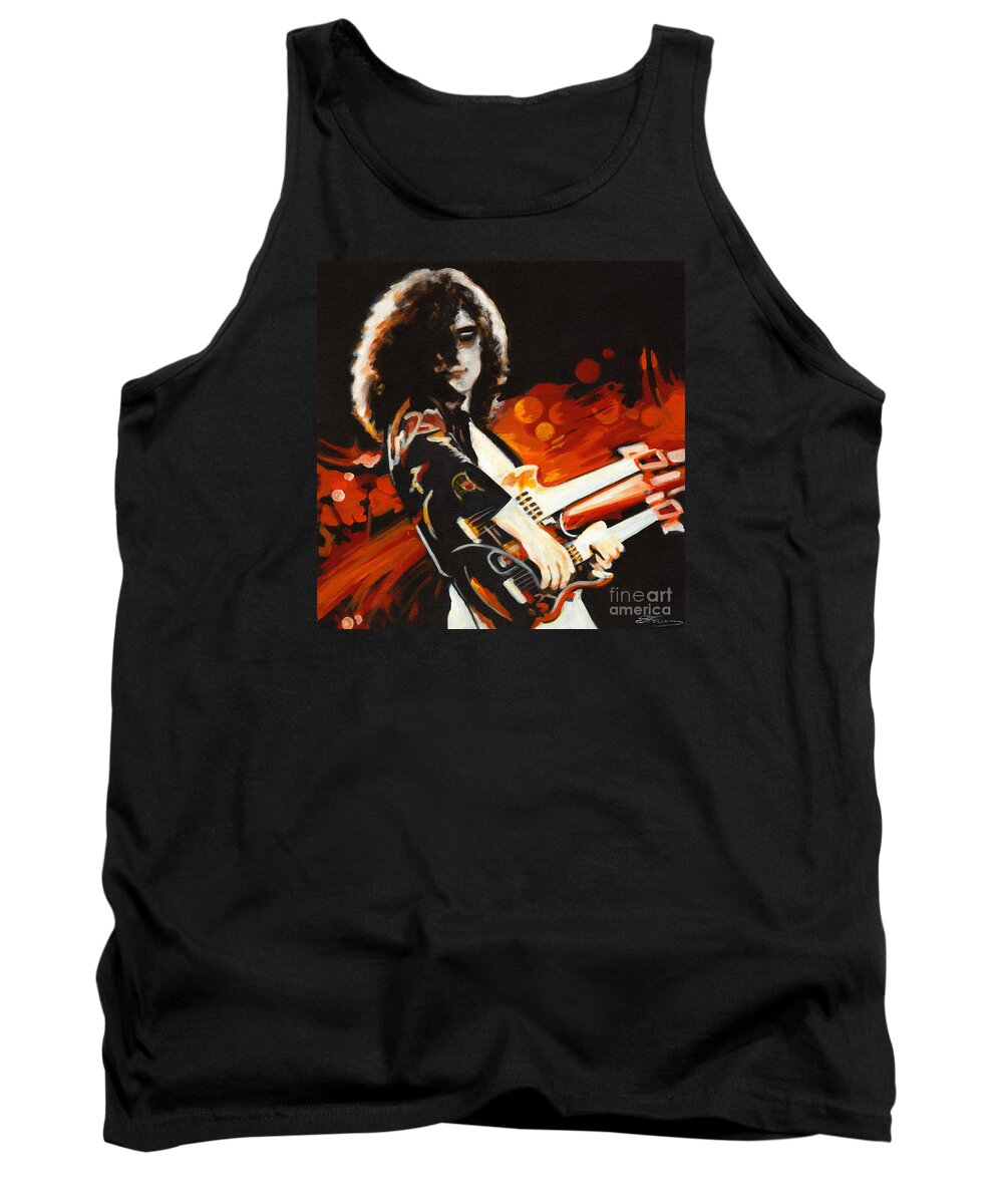 Tanya Filichkin Tank Top featuring the painting Stairway To Heaven. Jimmy Page by Tanya Filichkin