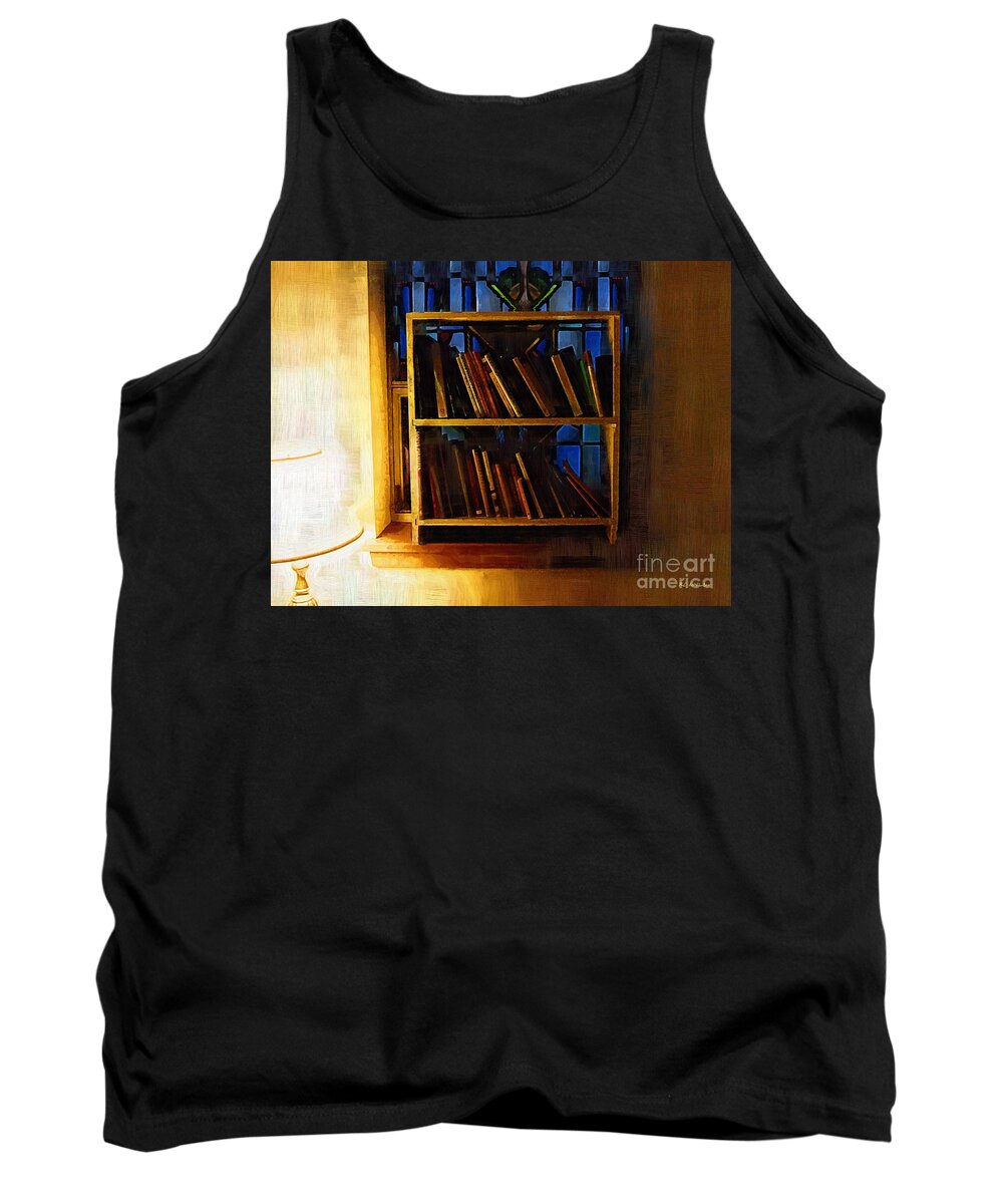 Books Tank Top featuring the painting The Pastor's Bookshelf by RC DeWinter