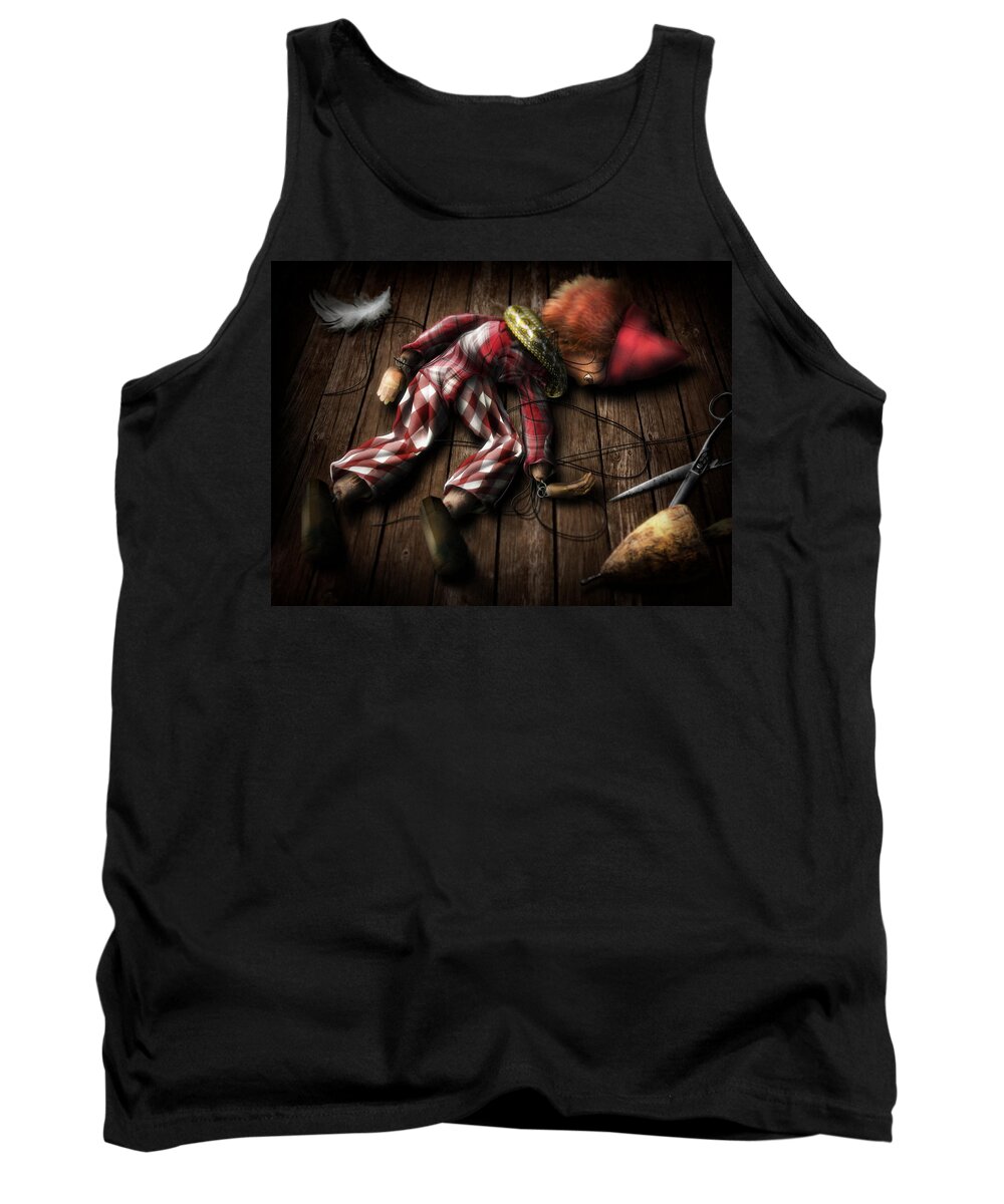 Scissors Tank Top featuring the digital art The Puppet... by Alessandro Della Pietra