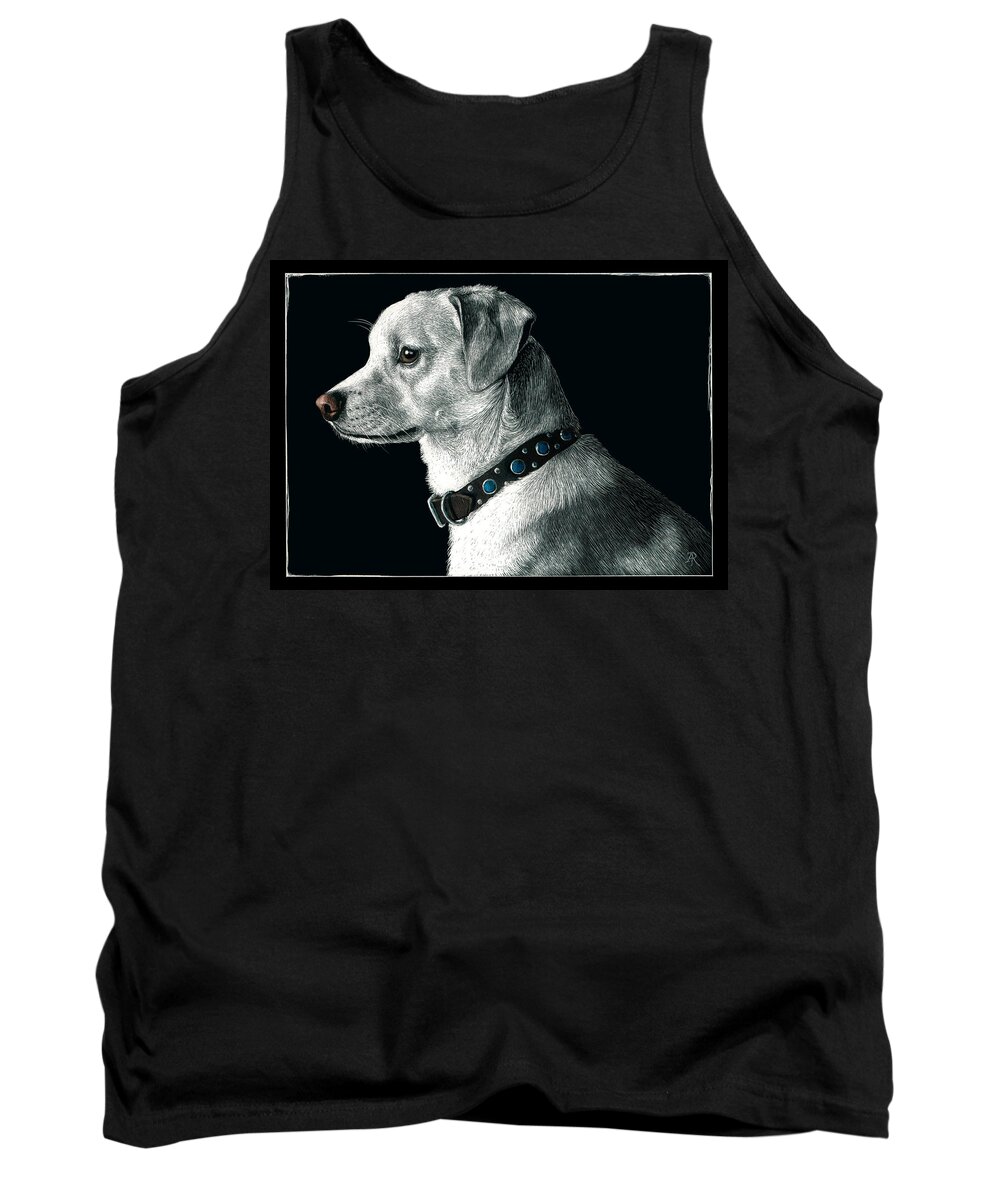 Dog Tank Top featuring the drawing The Ratter by Ann Ranlett