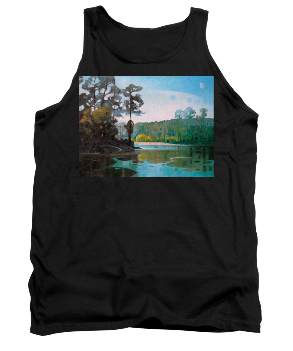 Landscape Tank Top featuring the painting The Shores of Lake Martin by T S Carson