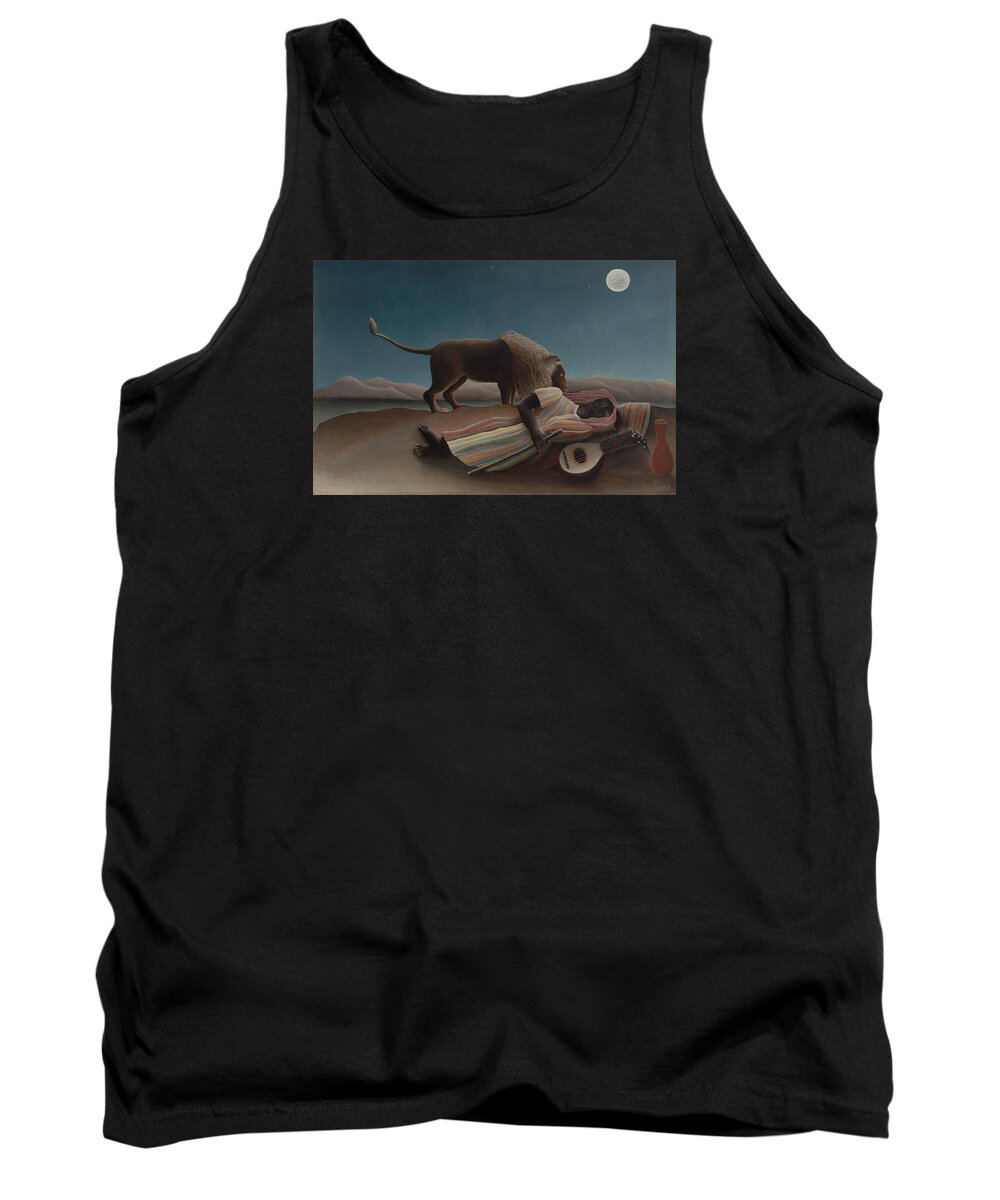 Henri Rousseau Tank Top featuring the painting The Sleeping Gypsy by Henri Rousseau