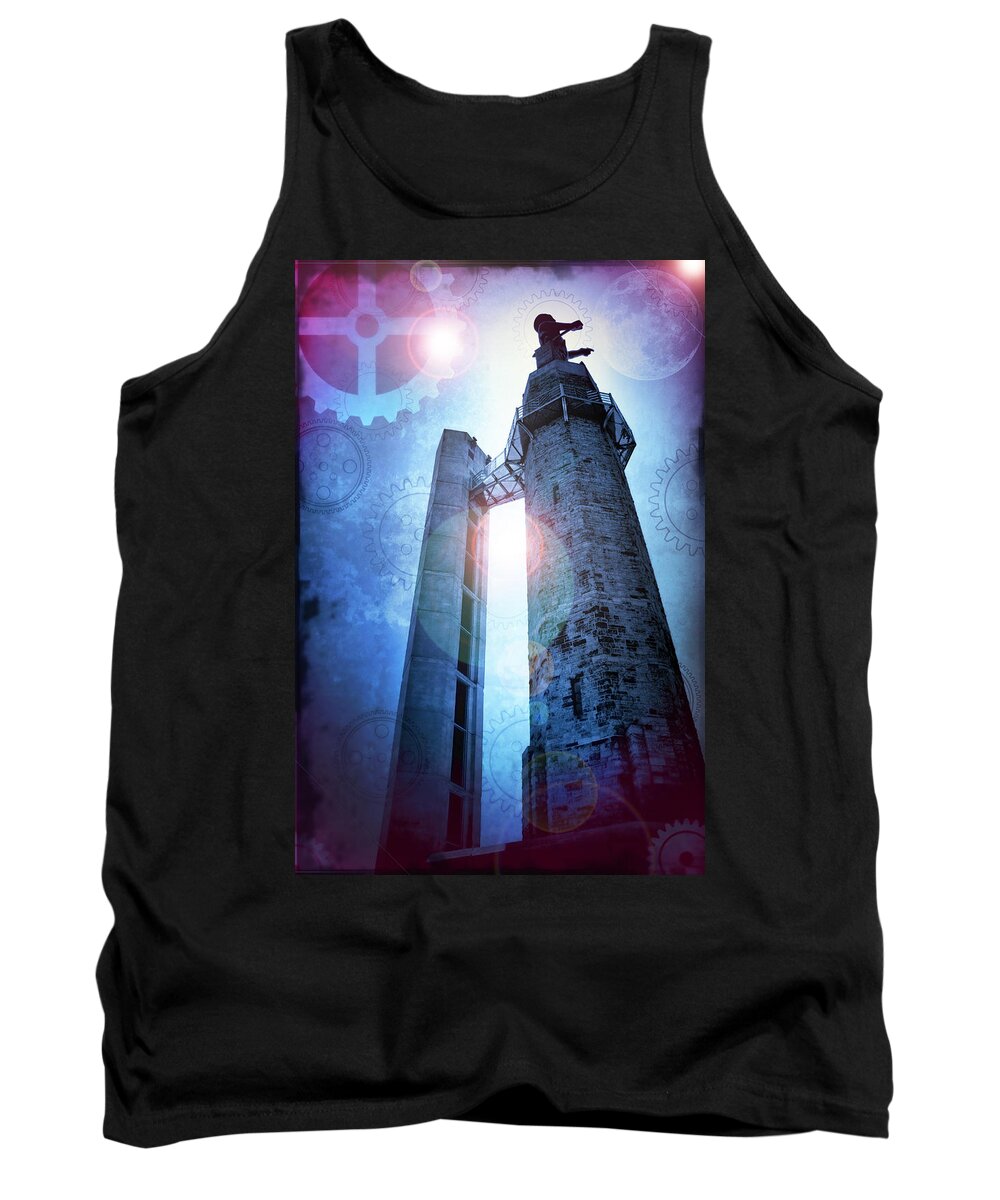 Vulcan Steel Tank Top featuring the photograph The Vulcan at the Heart of Steampunk by Kathy Clark