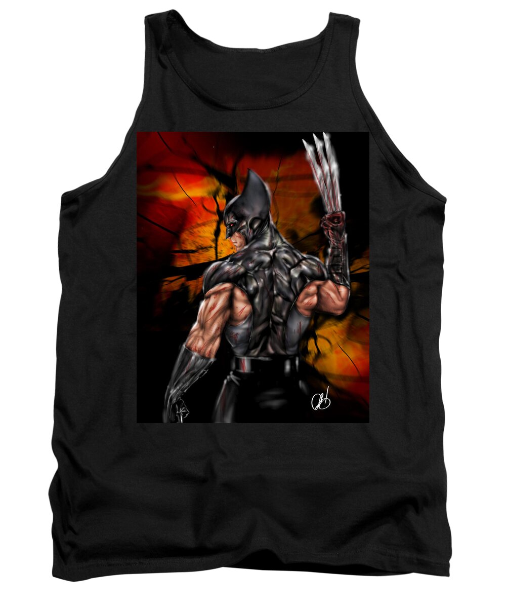 Marvel Tank Top featuring the painting The Wolverine by Pete Tapang