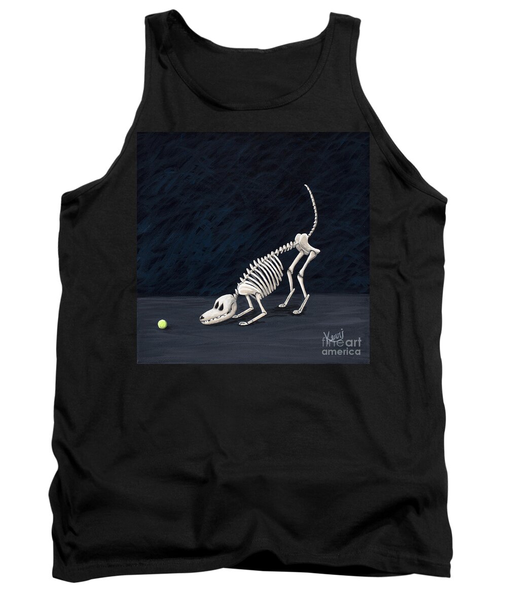 Skeleton Tank Top featuring the painting Throw The Ball by Kerri Sewolt