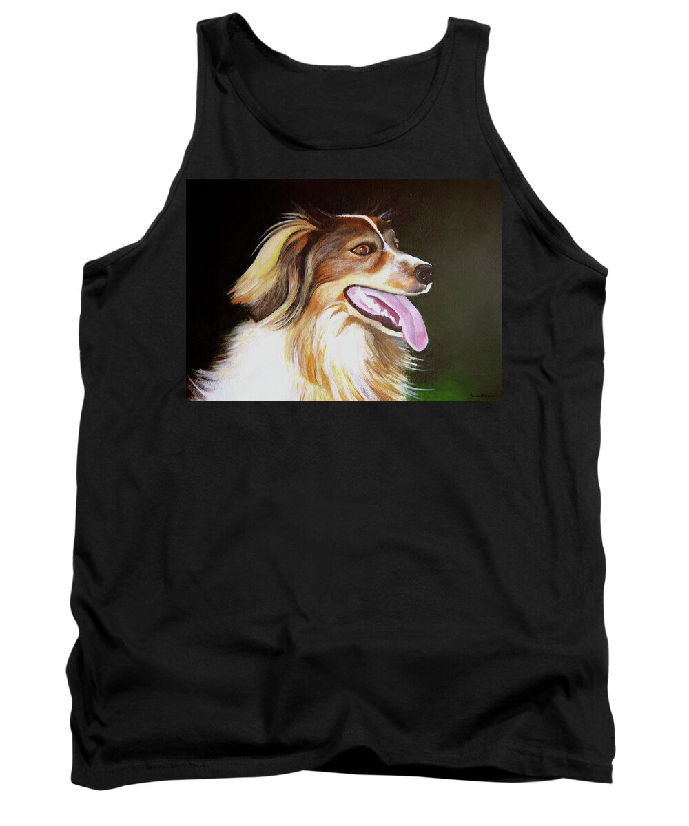 Dog Tank Top featuring the painting Tillie by Janice Dunbar