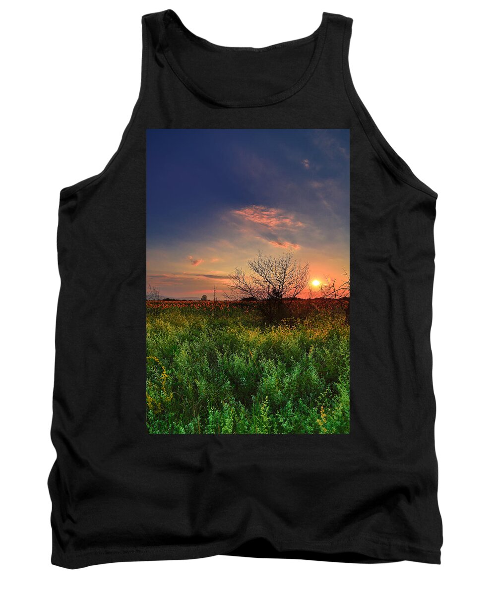 Sunflower Tank Top featuring the photograph Time to set with the sun by Eti Reid