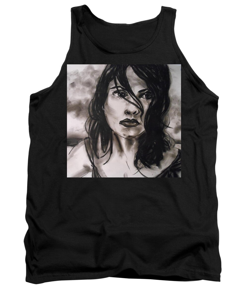 Woman Tank Top featuring the drawing Time to Think by Jason Reinhardt
