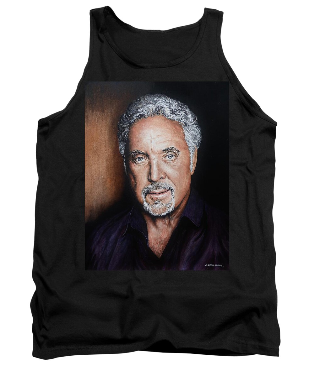 Tom Jones Tank Top featuring the painting Tom Jones The Voice by Andrew Read
