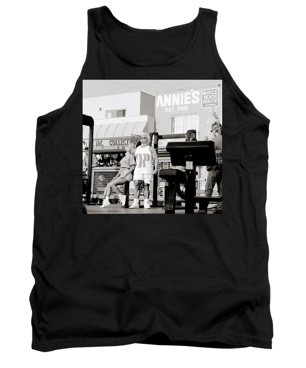 Masculinity Tank Top featuring the photograph Tom Platz At Muscle Beach In America by Shaun Higson