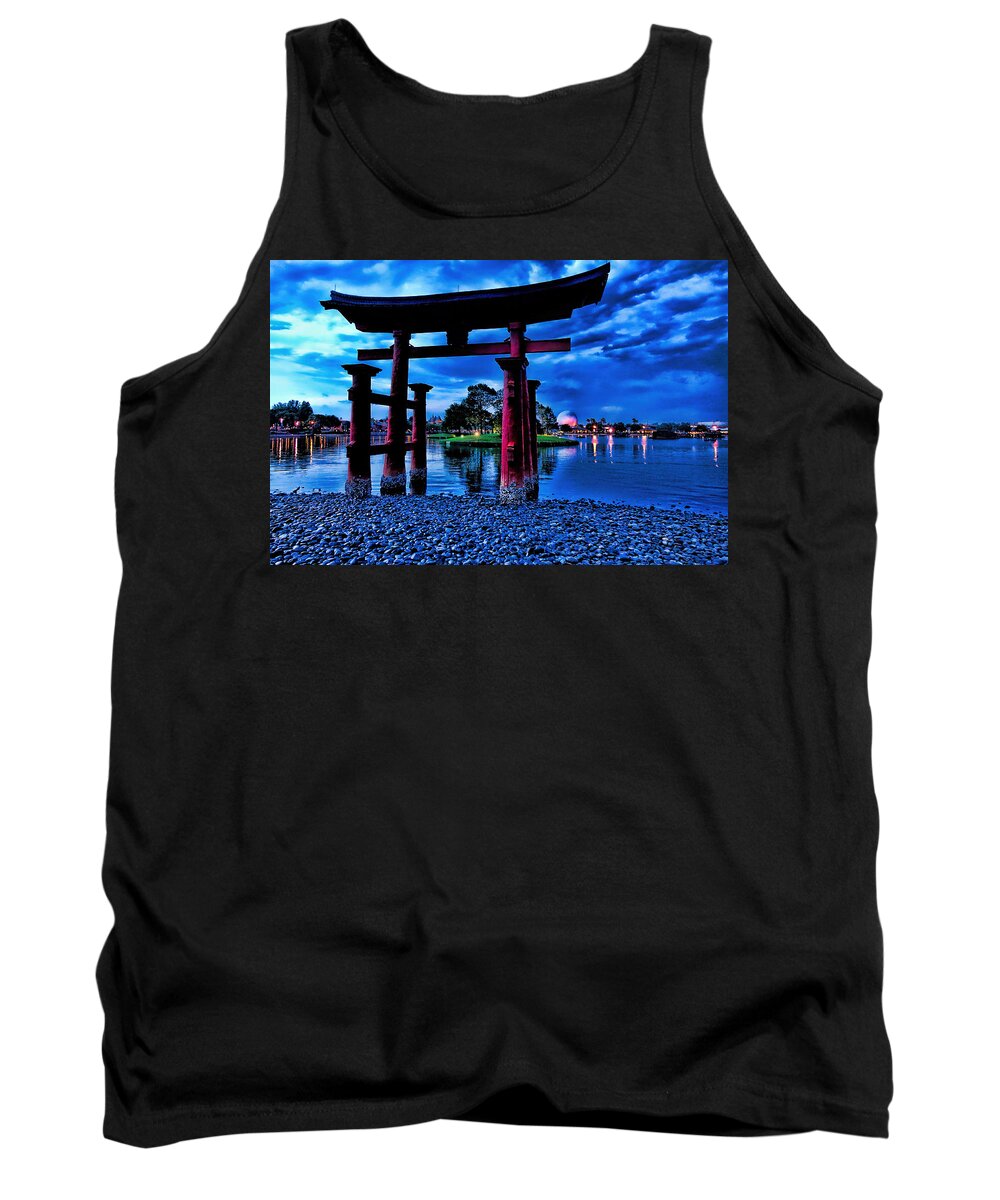 Torii Epcot Japan Japanese Disney Wdw Tank Top featuring the photograph Torii Gate 2 by Nora Martinez