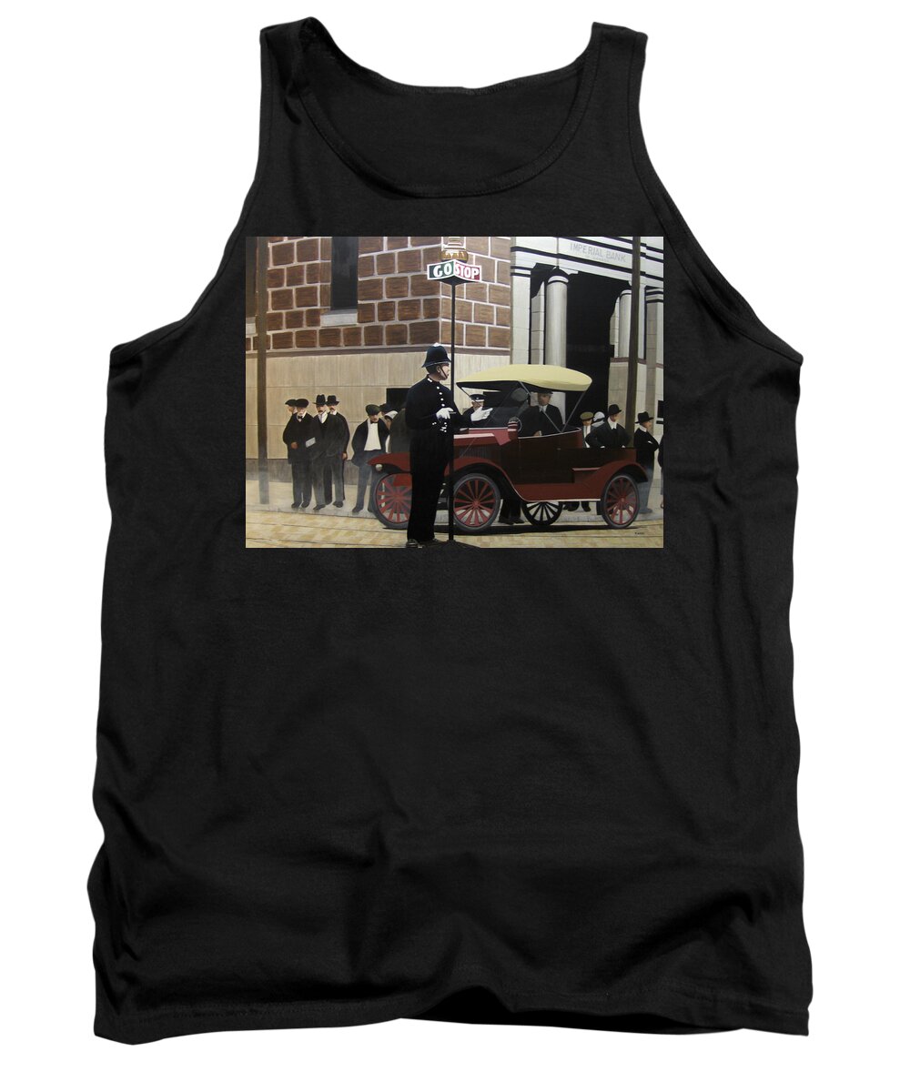 Streetscapes Tank Top featuring the painting Toronto Traffic Cop 1912 by Kenneth M Kirsch