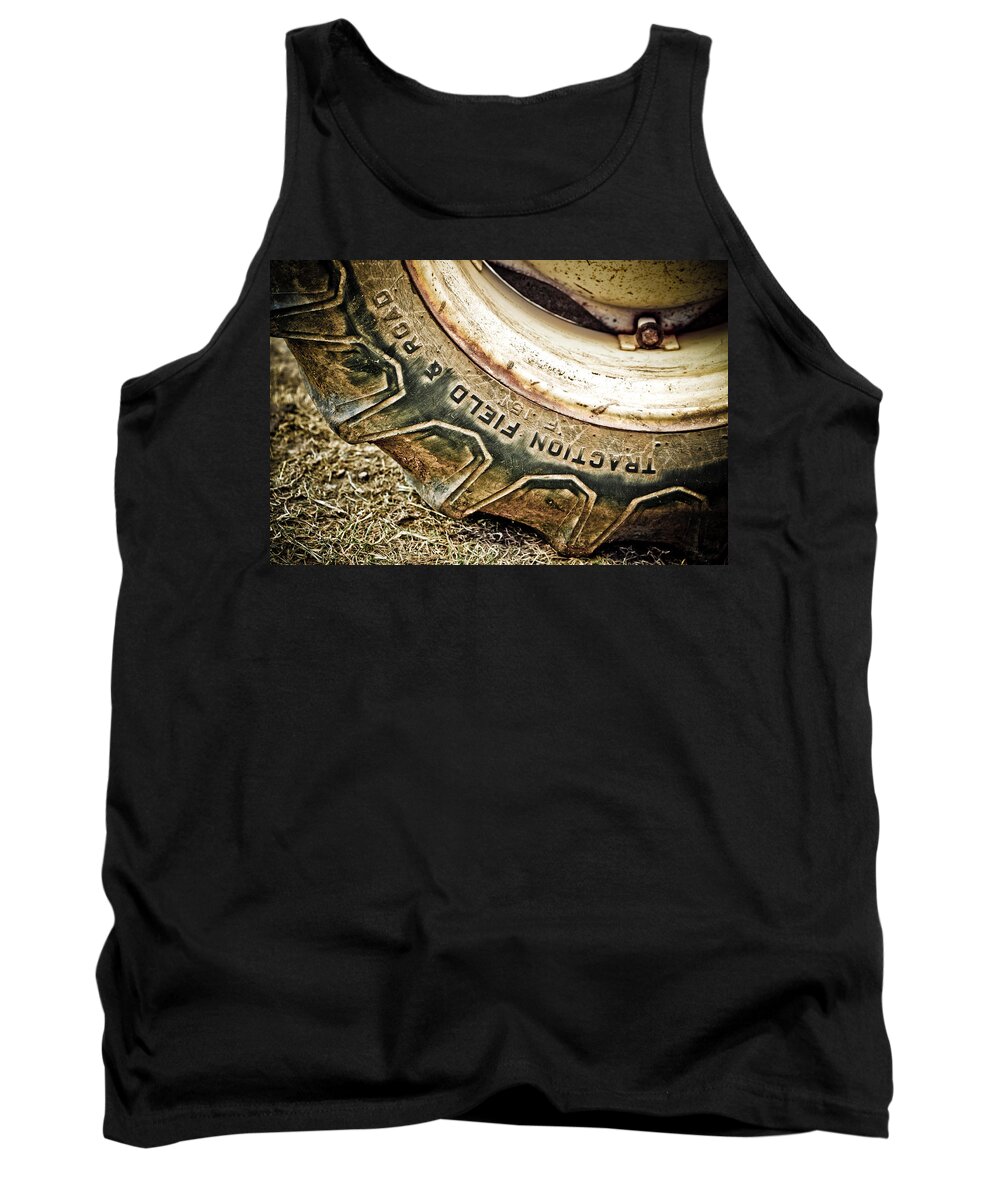 Old Tank Top featuring the photograph Tractor Tire by Marilyn Hunt