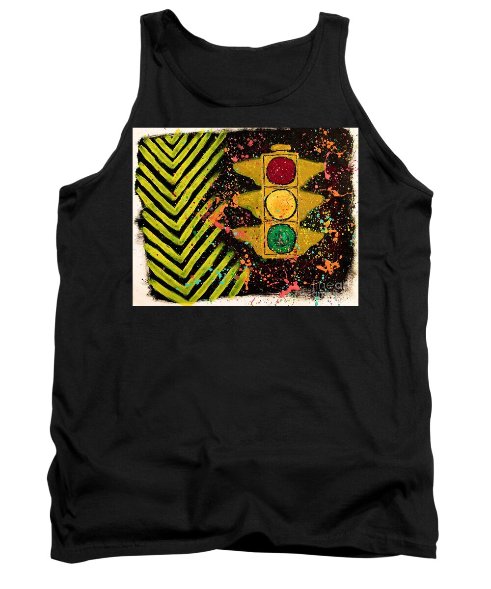 90s Tank Top featuring the painting Traffic Jam by Marina McLain