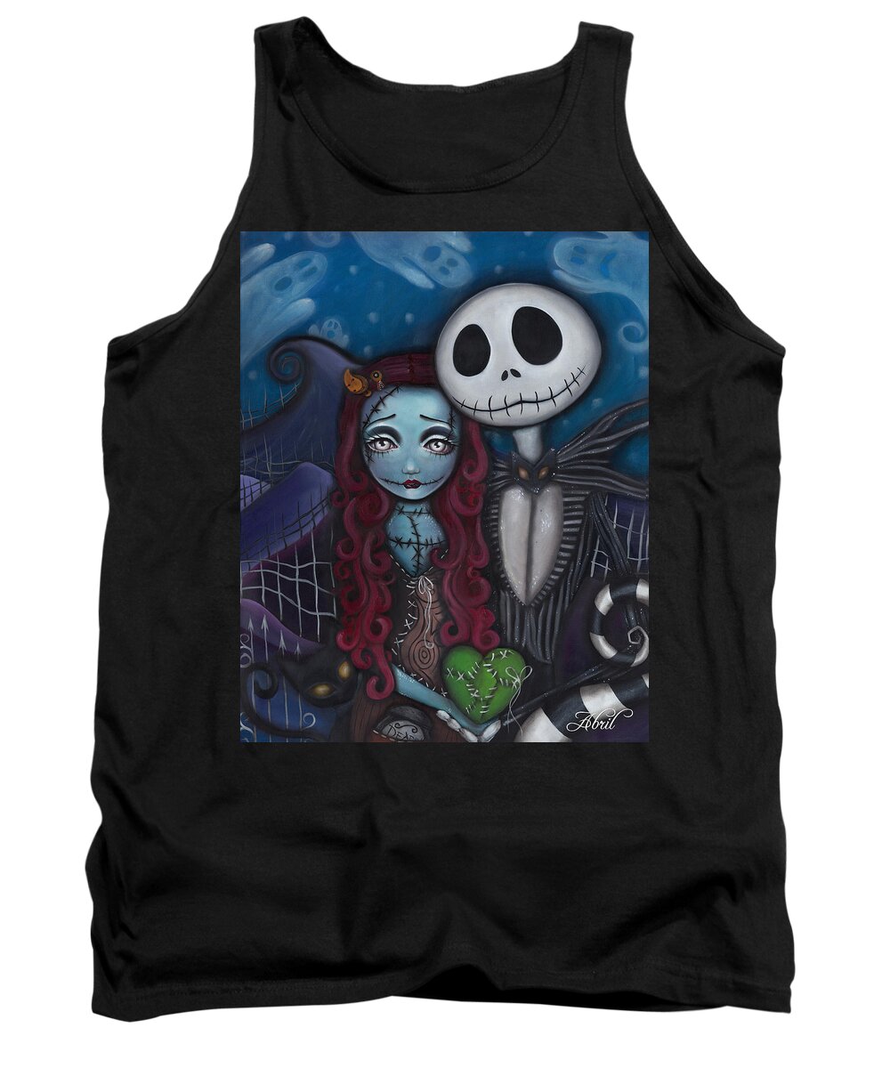 Nightmare Before Christmas Tank Top featuring the painting True Love by Abril Andrade