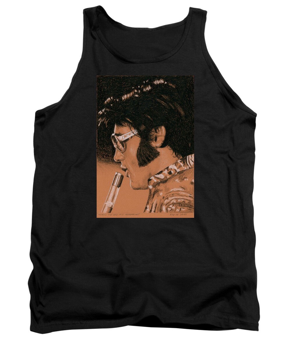 Elvis Tank Top featuring the drawing TTWII Rehearsals by Rob De Vries