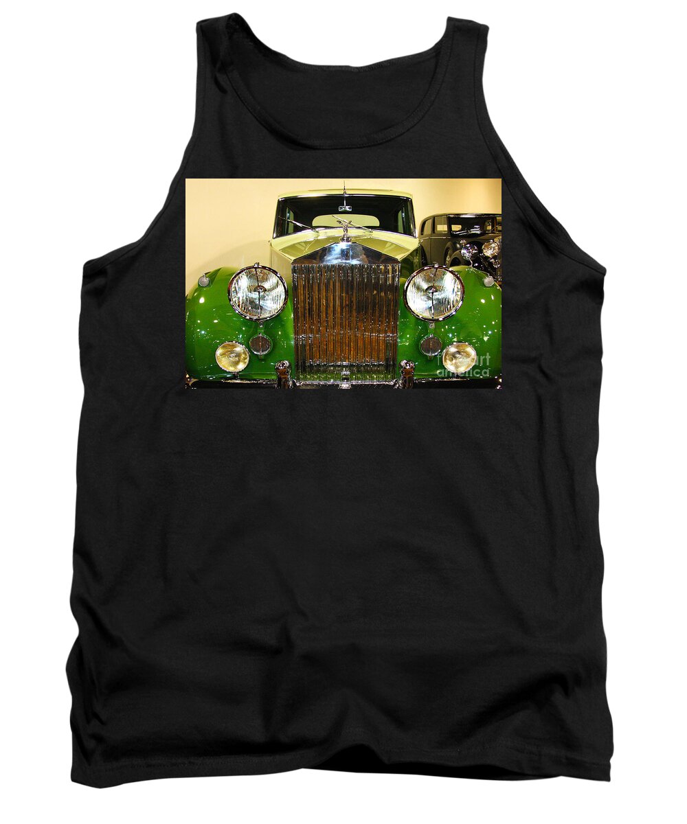 Collectible Tank Top featuring the photograph Vintage Luxury Green Rolls Royce by Jerry Cowart