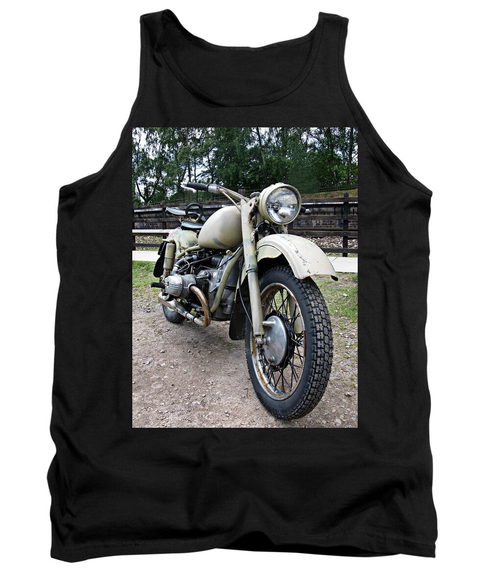 Vintage Tank Top featuring the photograph Vintage Military Motorcycle by Tom Conway