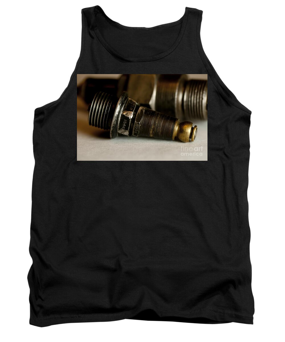Motorcycle Spark Plugs Tank Top featuring the photograph Vintage Motorcycle Spark Plugs by Wilma Birdwell