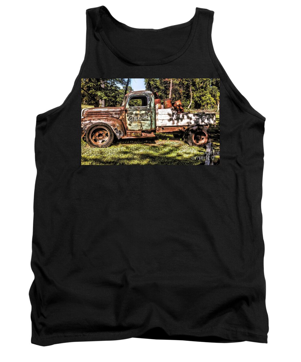 Vintage Old Truck Tank Top featuring the photograph Vintage Rusty Old Truck 1940 by Peggy Franz