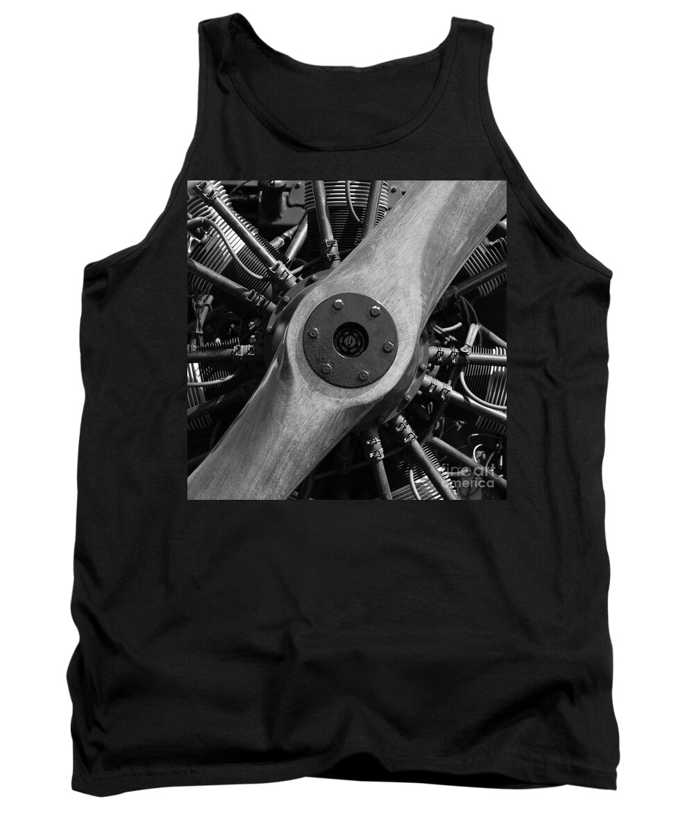 Transportation Tank Top featuring the photograph Vintage Wood Propeller - 7D15828 - Square - Black and White by Wingsdomain Art and Photography
