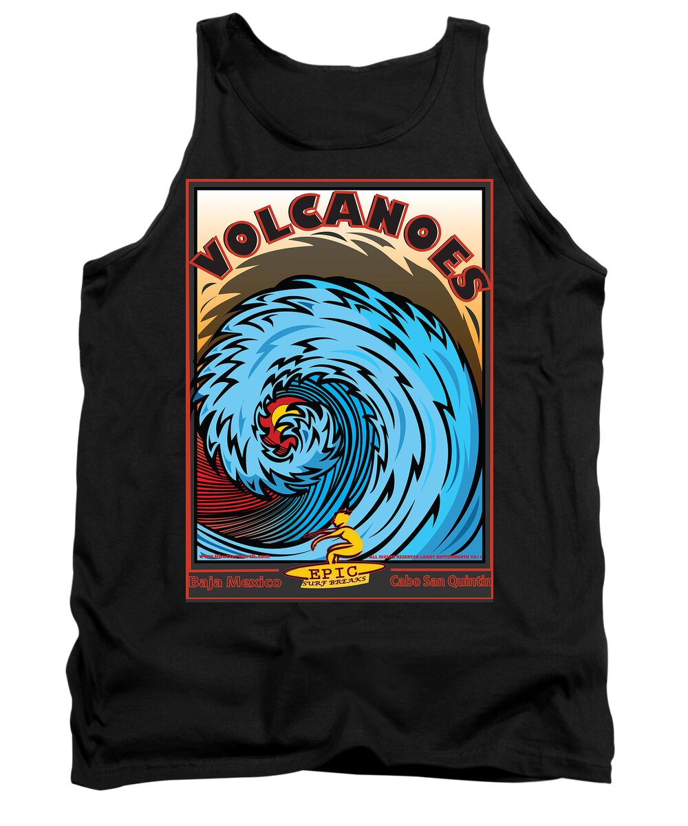 Surfing Tank Top featuring the digital art Surfing Volcanoes Baja Mexico Cabo San Quintin by Larry Butterworth