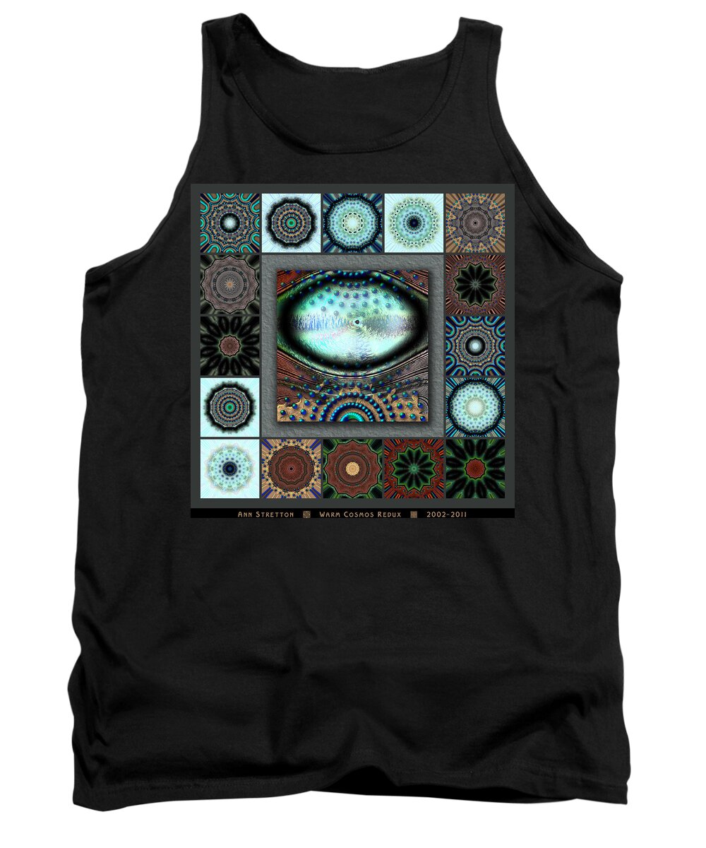 Turquoise Tank Top featuring the digital art Warm Cosmos Redux by Ann Stretton