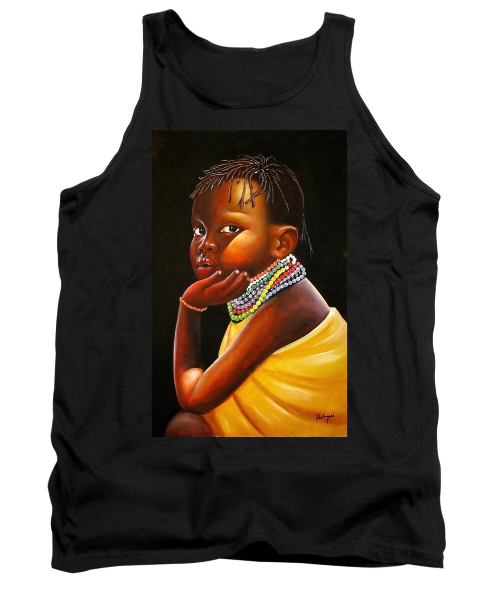 African Paintings Tank Top featuring the painting What's Going On? by Chagwi
