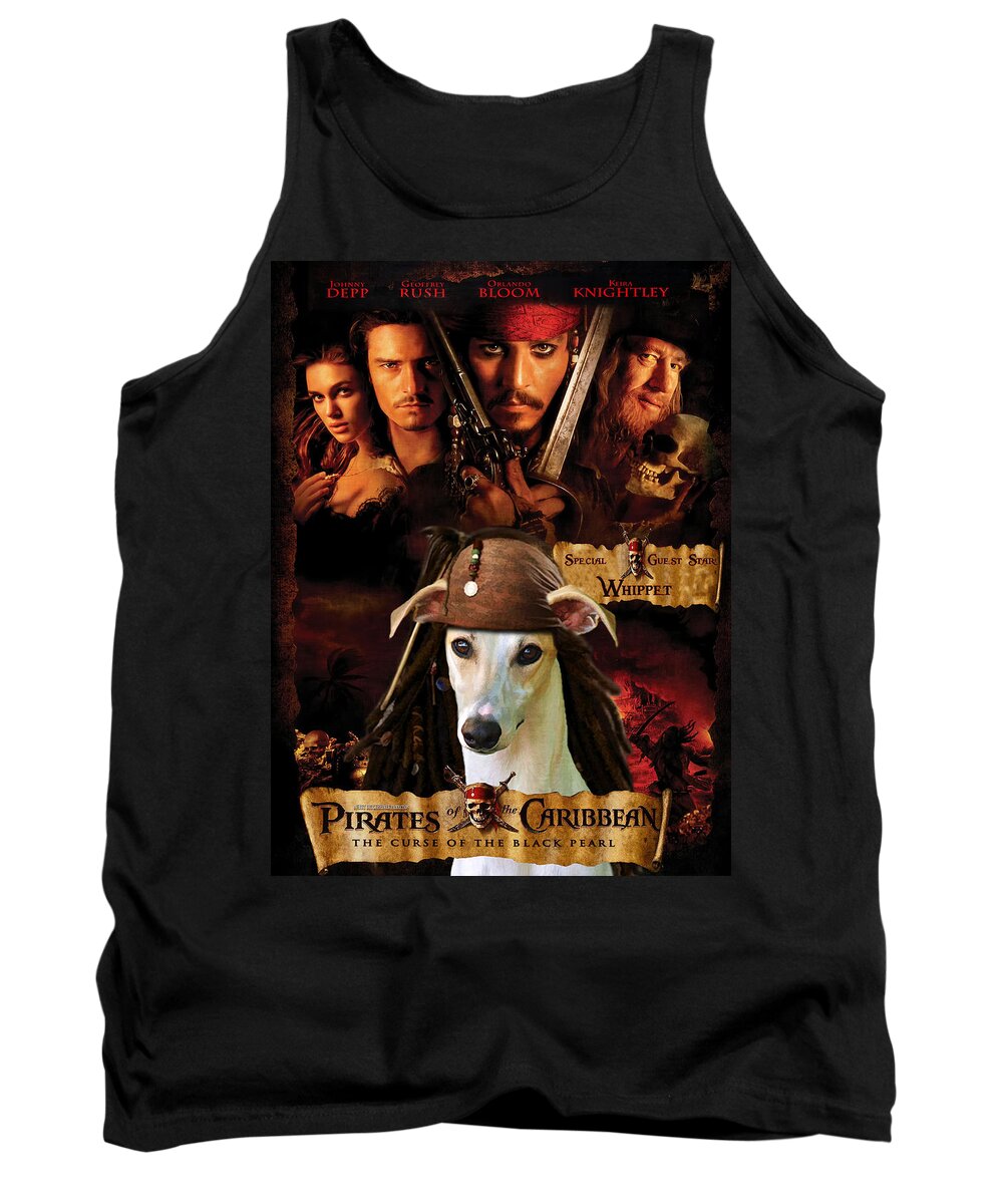 Whippet Tank Top featuring the painting Whippet Art - Pirates of the Caribbean The Curse of the Black Pearl Movie Poster by Sandra Sij