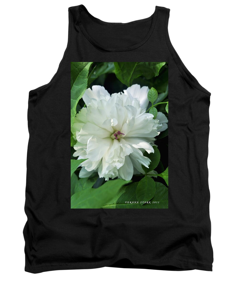 Peonese Tank Top featuring the photograph White Peonese by Verana Stark