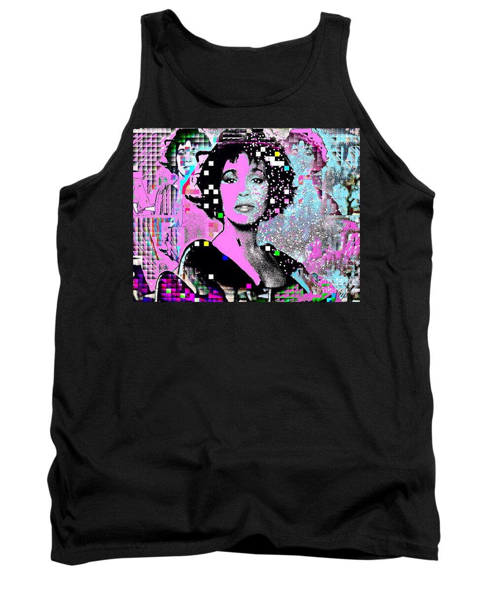 Whitney Houston Tank Top featuring the painting Whitney Houston Sing For Me Again 2 by Saundra Myles
