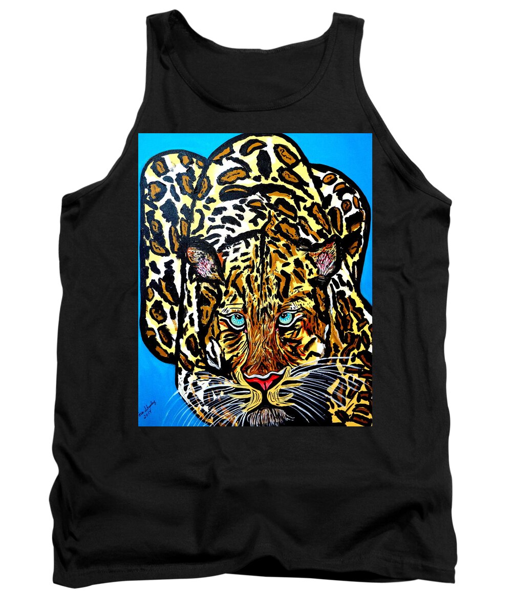 Wildcat Tank Top featuring the painting Wild Cat by Nora Shepley