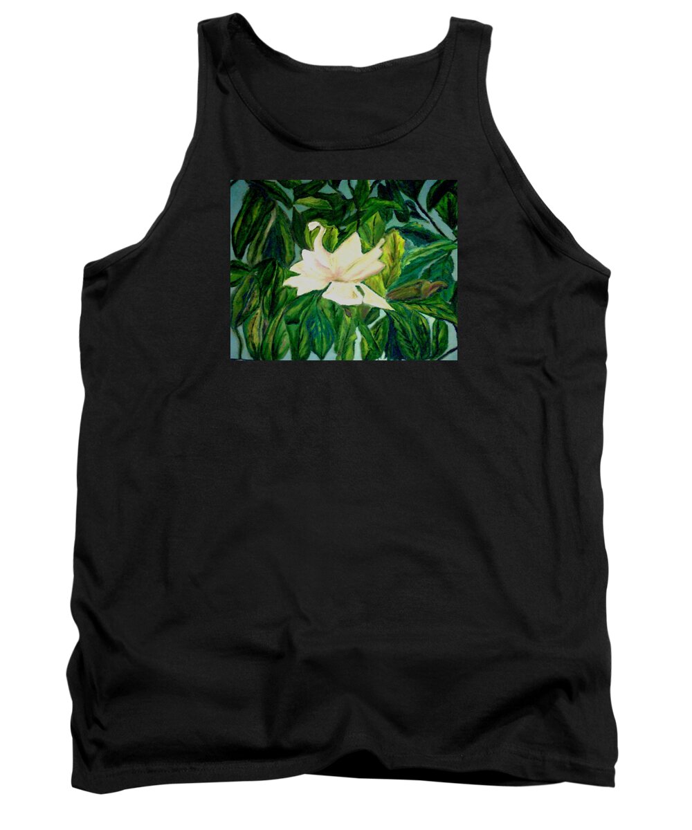 Flower Tank Top featuring the painting Williamsburg Magnolia by Suzanne Berthier