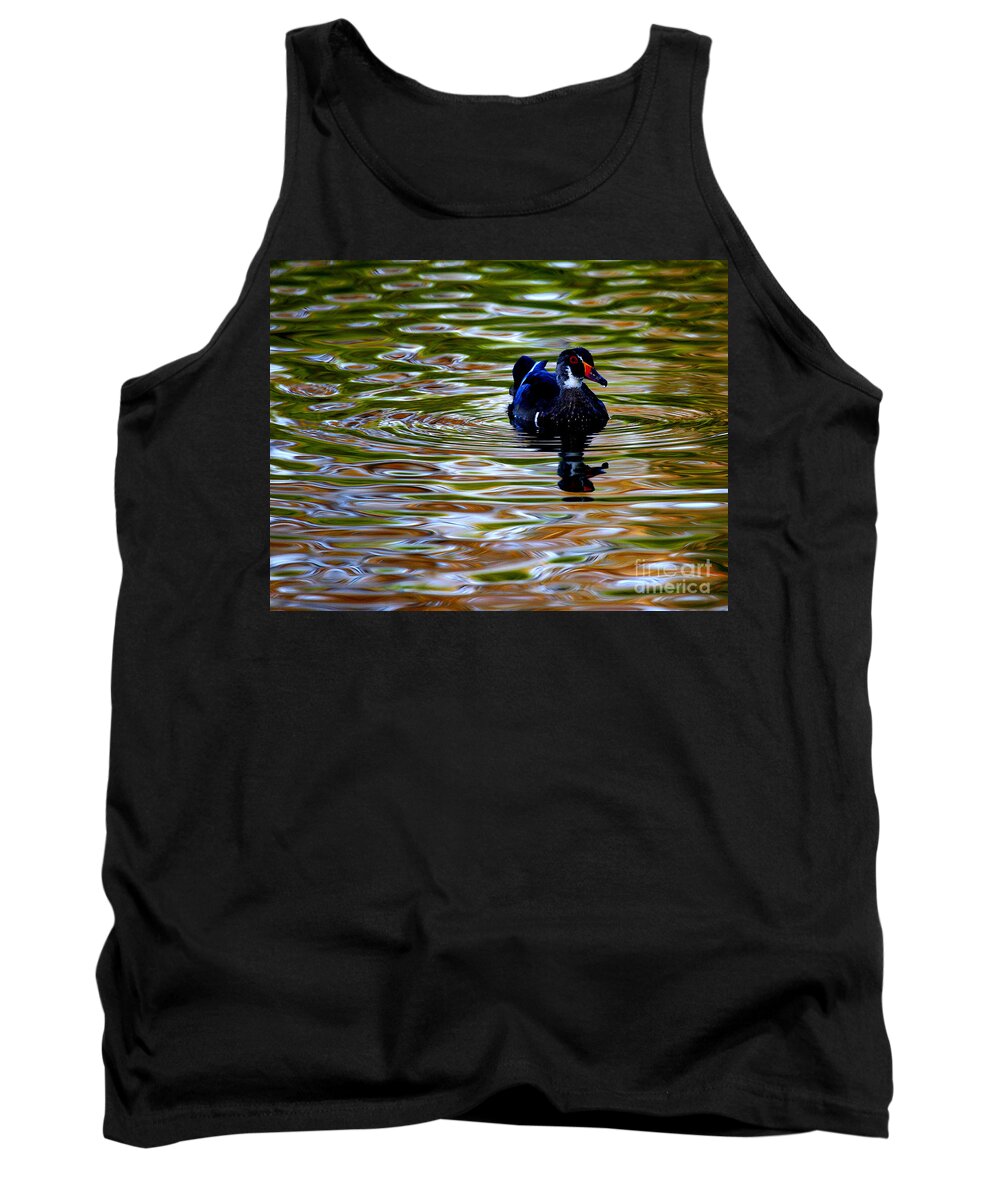 Male Wood Duck Tank Top featuring the photograph Wood Duck Reflections by John F Tsumas