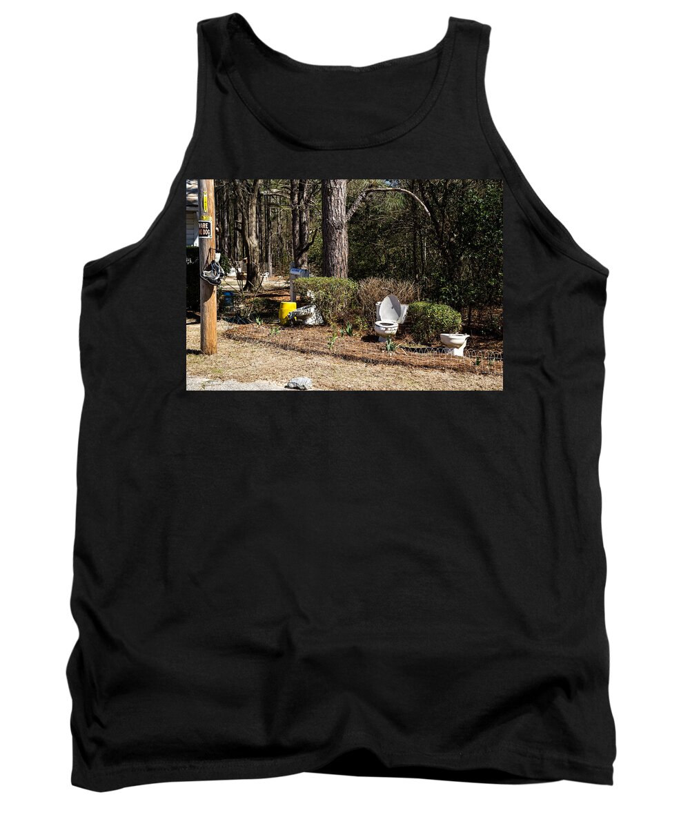 Calhoun County Tank Top featuring the photograph Yard Art Hwy 21 South by Charles Hite