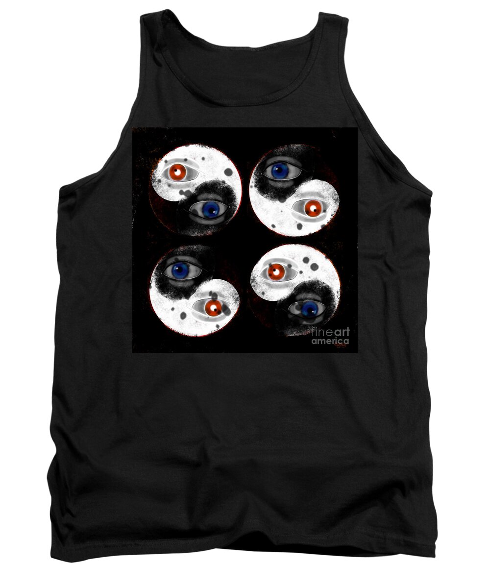 Black Tank Top featuring the digital art Yin-yang Black and White by Carol Jacobs