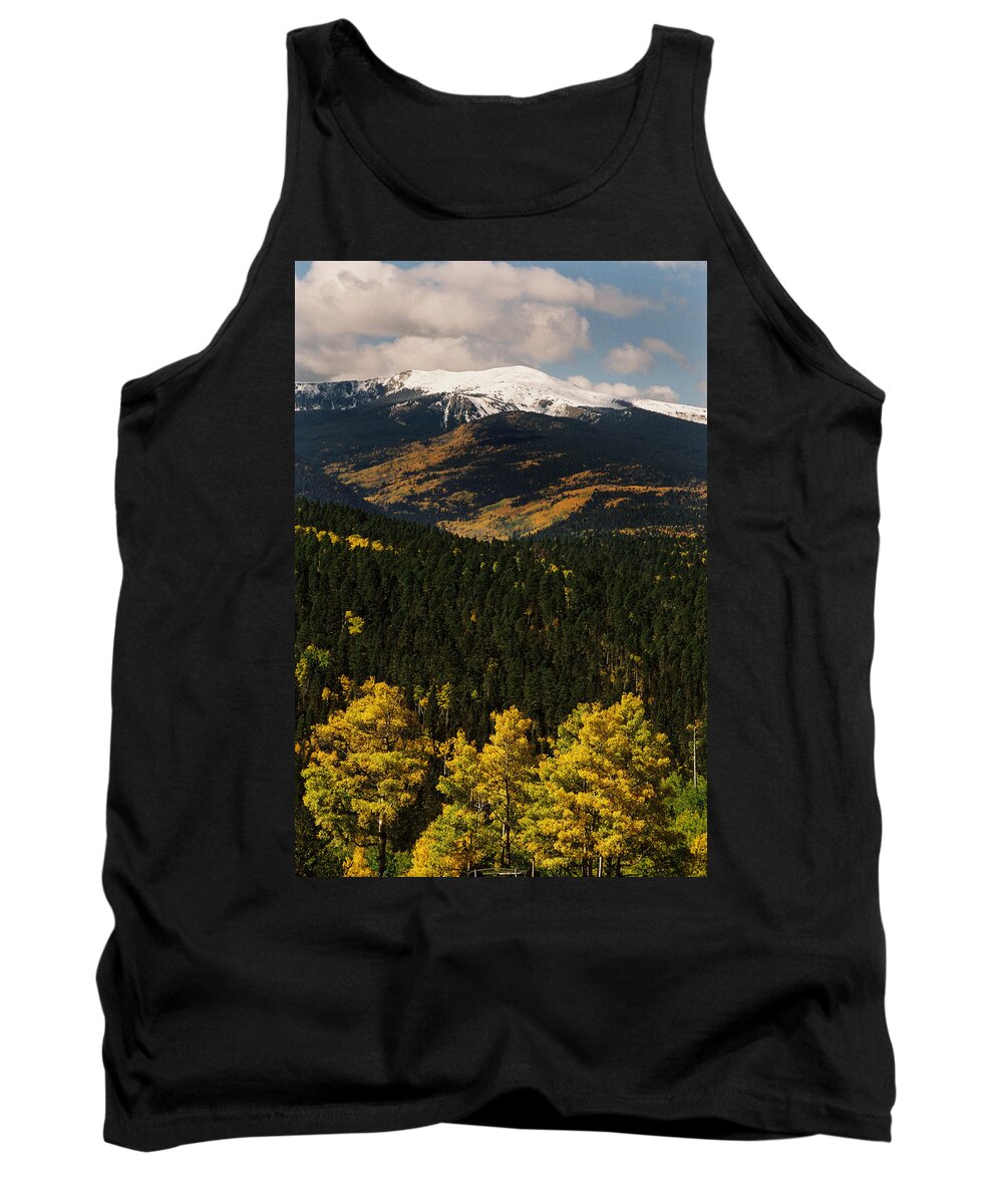 Red River Tank Top featuring the photograph Fall Color On Gold Hill by Ron Weathers