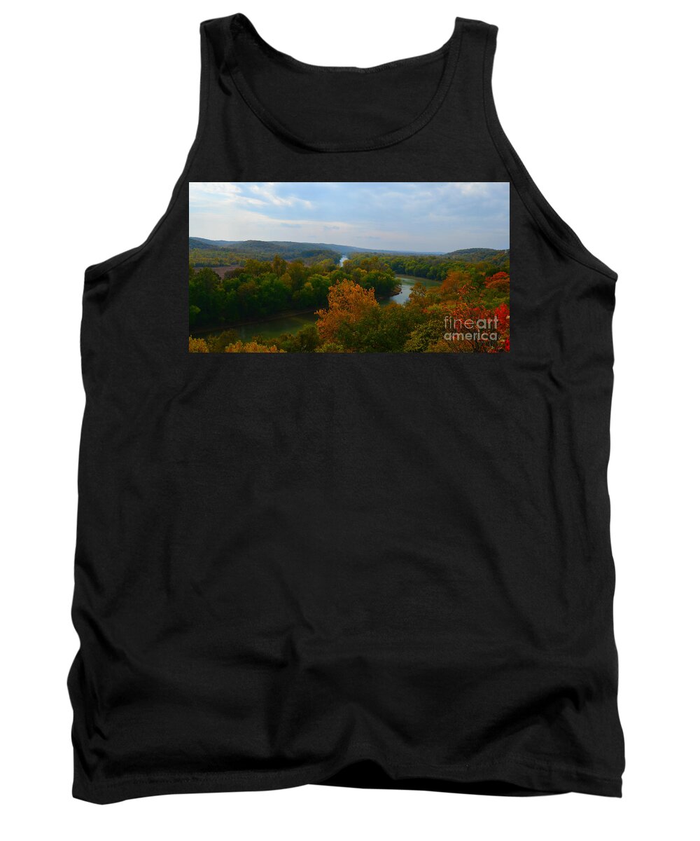 Landscape Tank Top featuring the photograph Beauty on The Bluffs Autumn Colors by Peggy Franz