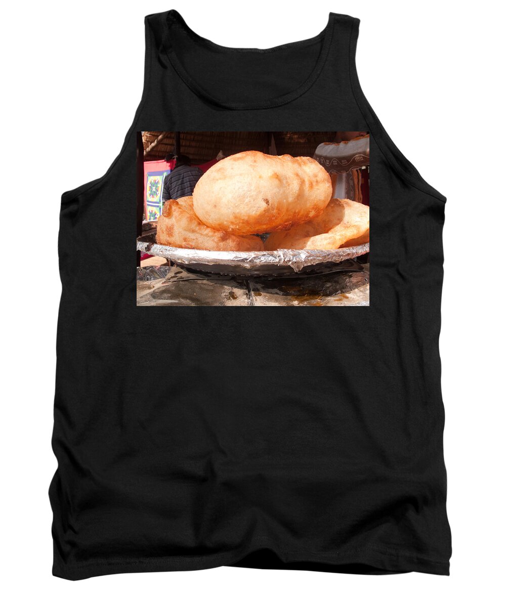Poori Tank Top featuring the photograph Close up of the Indian food deep fried dish of Bhature by Ashish Agarwal